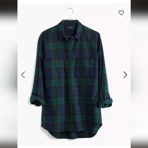Madewell Flannel Oversized Boyshirt in Dark Plaid (Sz S) - Picture 2 of 4